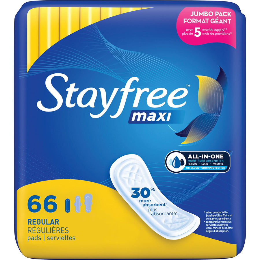 Stayfree Maxi Pads for Women with Deodorant - 66 Count