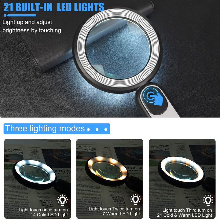 Rechargeable Magnifying Glass with Light, 30X 4.7IN Han