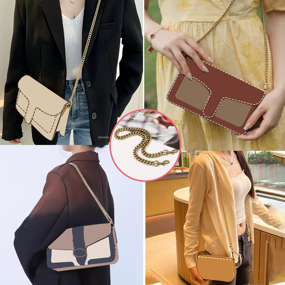 Metal Flat Chain Strap Replacement for Purse Shoulder Bag Handbag Straps Accessories 39 100cm(Copper Golden)