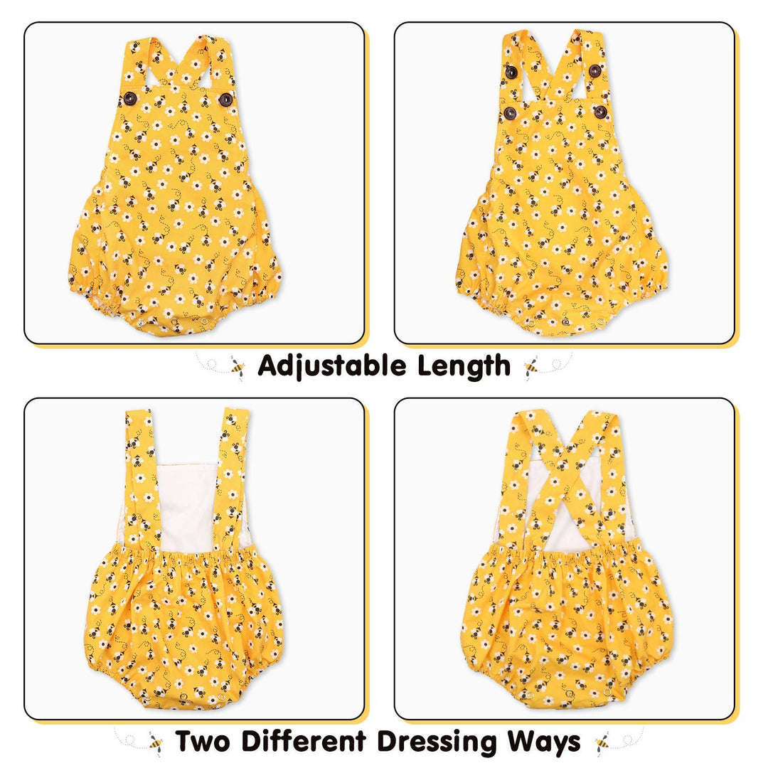 Eunikroko Honey Bee Romper with Headband for Baby Girls