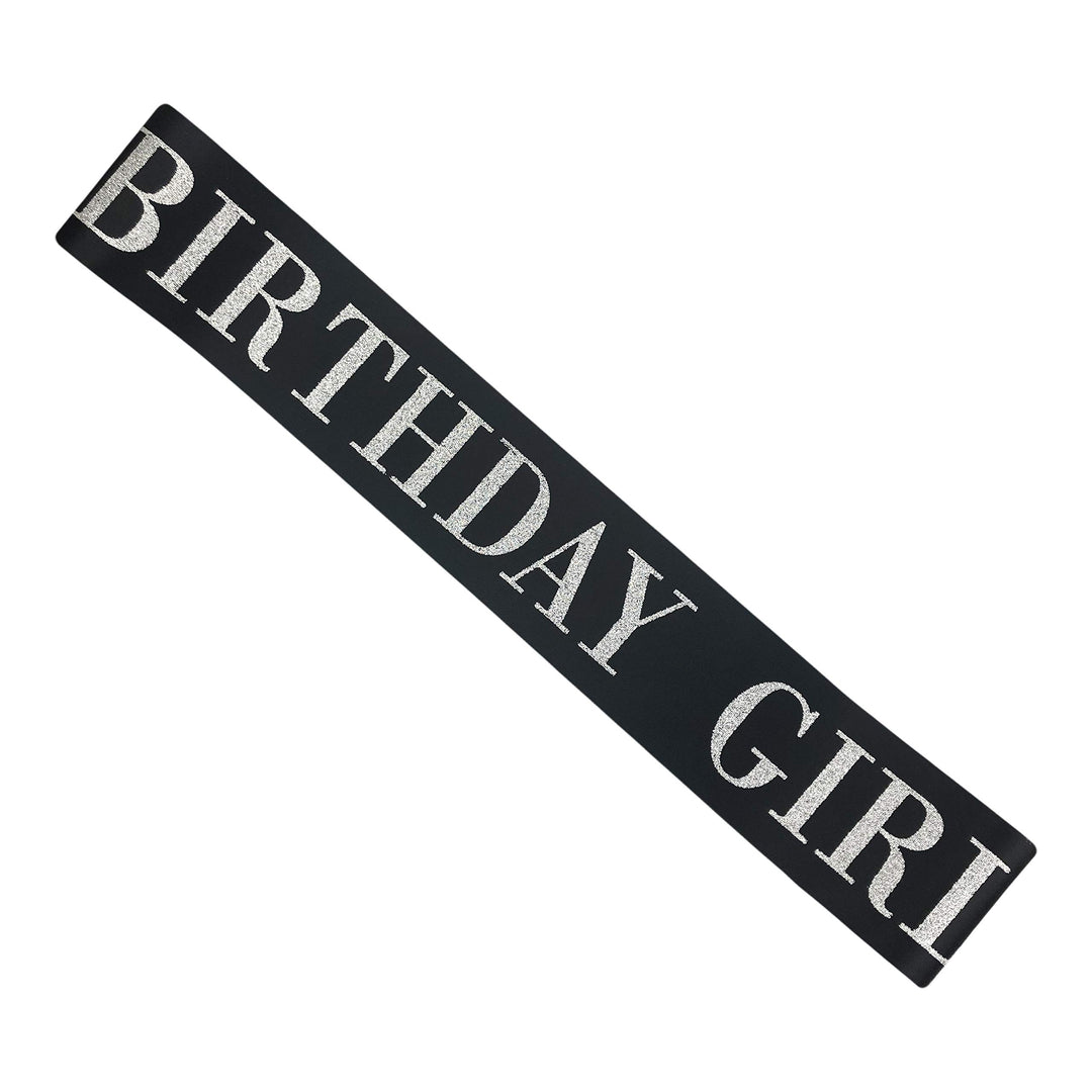 Birthday Girl Sash, Black Satin Silver Glitter Sash, Happy Birthday Princess Party Decorations, Women&#39;s Birthday Party Supplies, 16,18,21,30,40,50 or Any Other Birthday Party