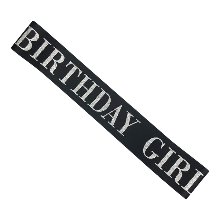 Birthday Girl Sash, Black Satin Silver Glitter Sash, Happy Birthday Princess Party Decorations, Women&#39;s Birthday Party Supplies, 16,18,21,30,40,50 or Any Other Birthday Party