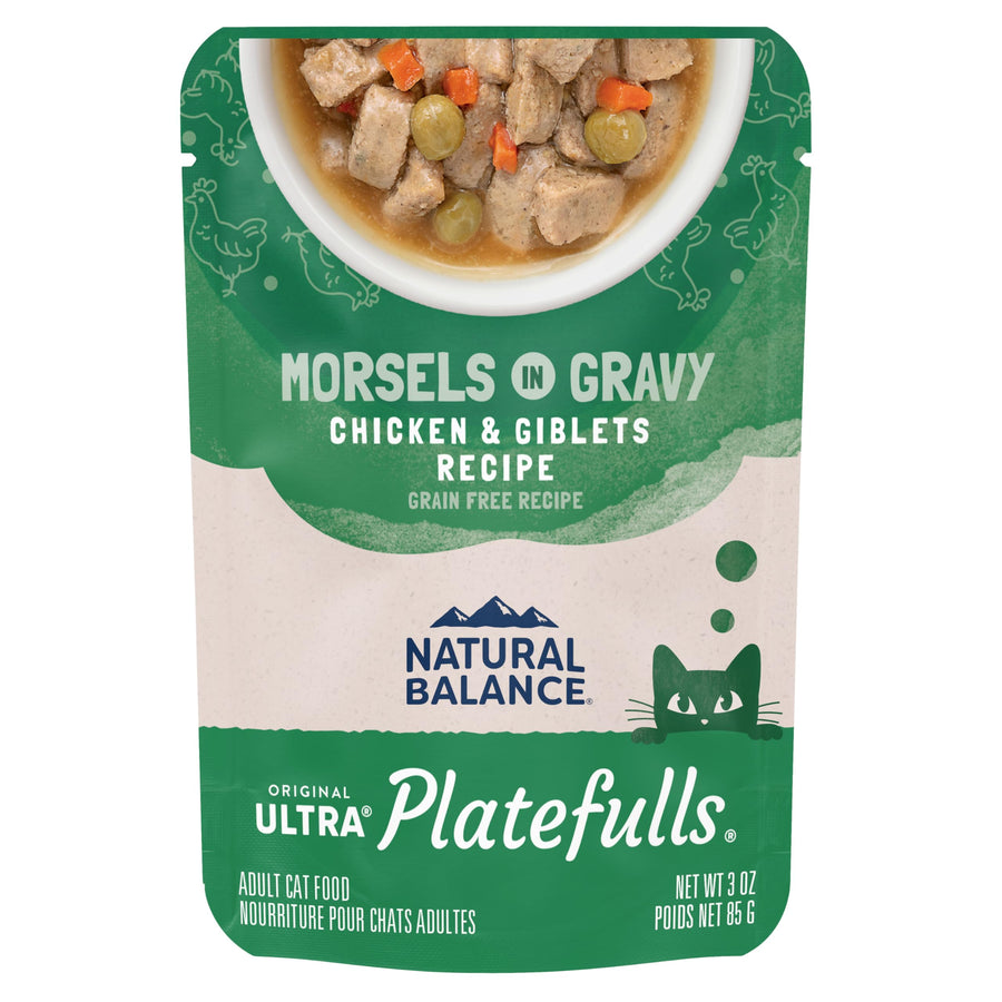 Original Ultra Platefulls Adult Grain Free Wet Cat Food Salmon, Chicken & Giblets Formula in Gravy, 3 Ounce Pouch (Pack of 24)