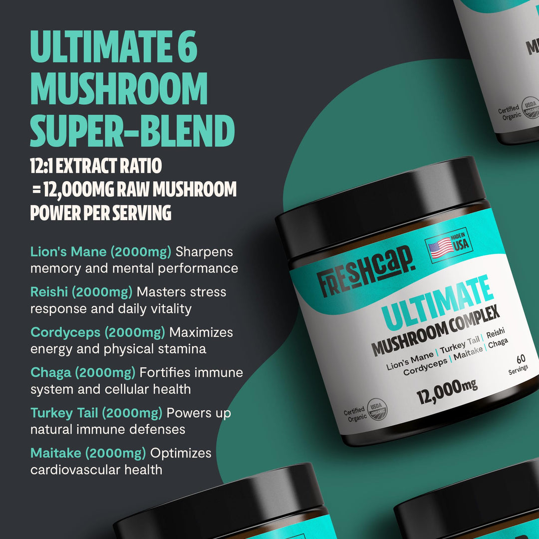 FreshCap Ultimate Mushroom Supplement Powder 12,000mg -