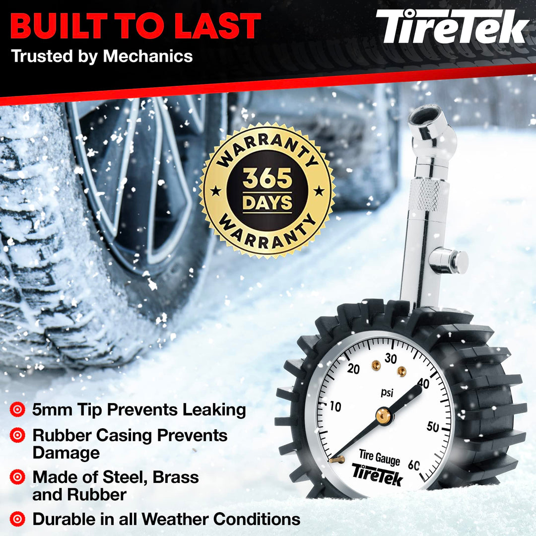 Tire Pressure Gauge for Cars - (0-60 PSI, ANSI Certified) Tire Gauges for Tire Pressure, Air Pressure Gauge for Tires - Car Accessories, Stocking Stuffers for Men, Car Gifts for Men, Him, Dad