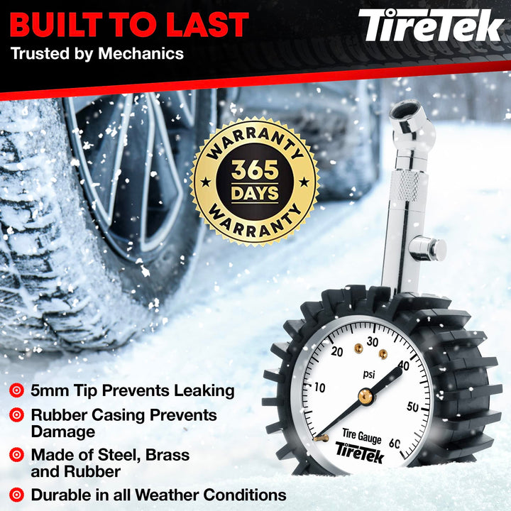 Tire Pressure Gauge for Cars - (0-60 PSI, ANSI Certified) Tire Gauges for Tire Pressure, Air Pressure Gauge for Tires - Car Accessories, Stocking Stuffers for Men, Car Gifts for Men, Him, Dad