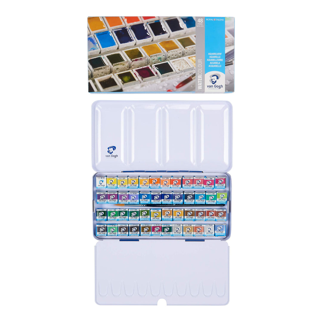 Watercolor Paint Set, Metal Tin, 48-Half Pan