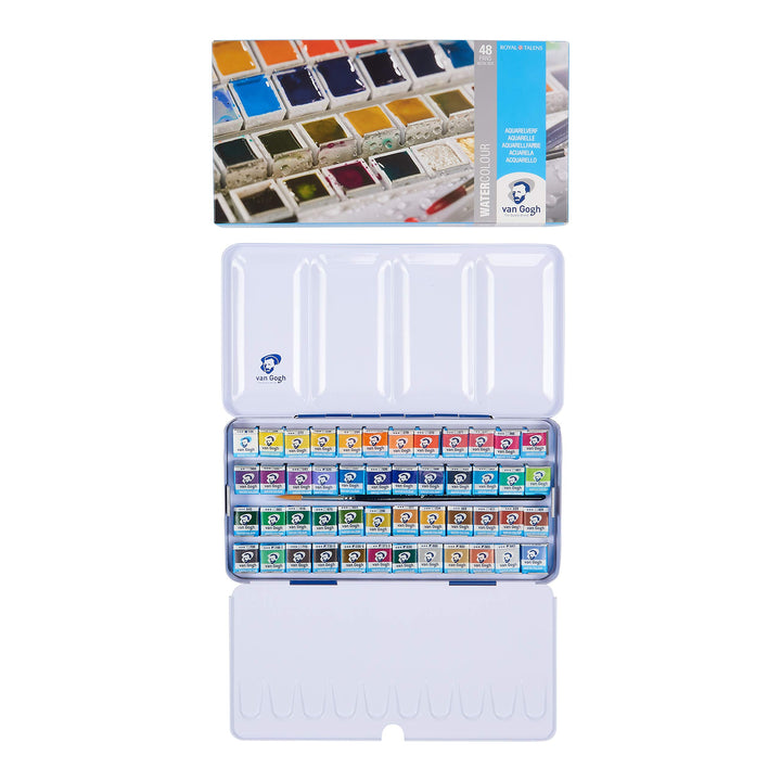 Watercolor Paint Set, Metal Tin, 48-Half Pan