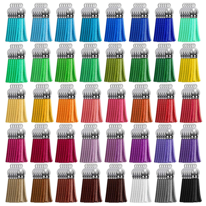 Cridoz 200pcs Leather Keychain Tassels Bulk for Crafts, Acrylic Blanks, Charms, Earrings, Bracelets and Jewelry Making (40 Colors)