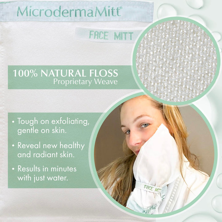 MicrodermaMitt Exfoliating Facial Mitt (100% Natural Floss Silk) - The Original 100% Natural Exfoliating Mitt