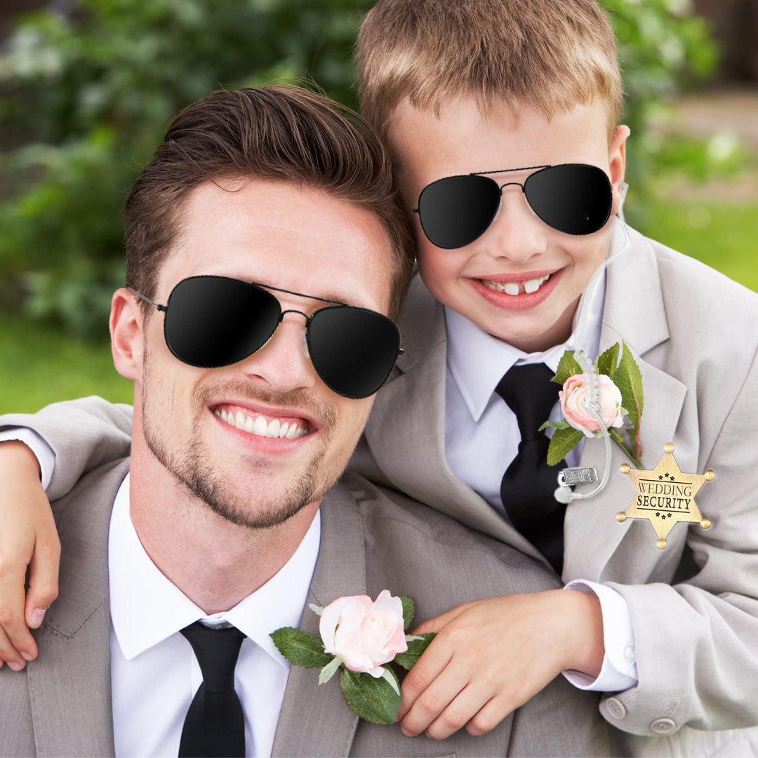 Ring Wedding Bearer Security:Ring Wedding Security Set Ring Box Bearer + Sun Glasses + EarPiece Cosplay + Ring Badge Bearer Toy Ring Bearer Gifts Box Outfit (Gold Classic Style)