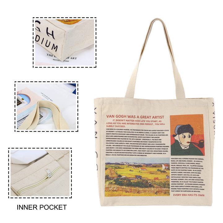 UERRUAM Canvas Tote Bag Aesthetic for Women Graphic Bag