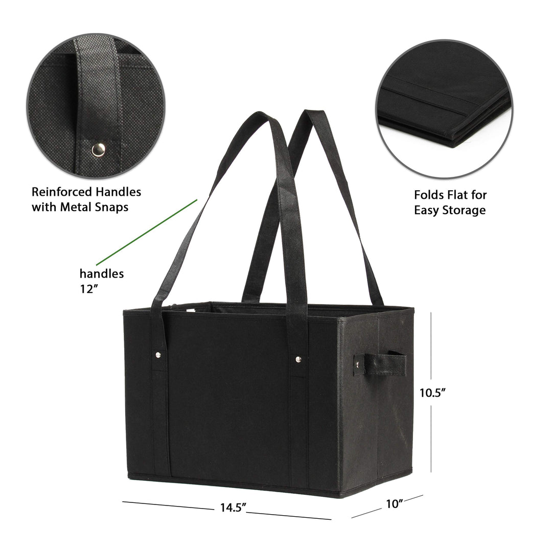 Reusable Grocery Bags Set Shopping Box Tote with Reinforced Bottom Heavy Duty Premium Collapsible Foldable Storage Boxes Eco Friendly Holiday Berries (Set of 3)