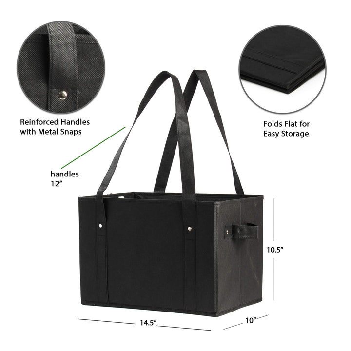 Reusable Grocery Bags Set Shopping Box Tote with Reinforced Bottom Heavy Duty Premium Collapsible Foldable Storage Boxes Eco Friendly Holiday Berries (Set of 3)