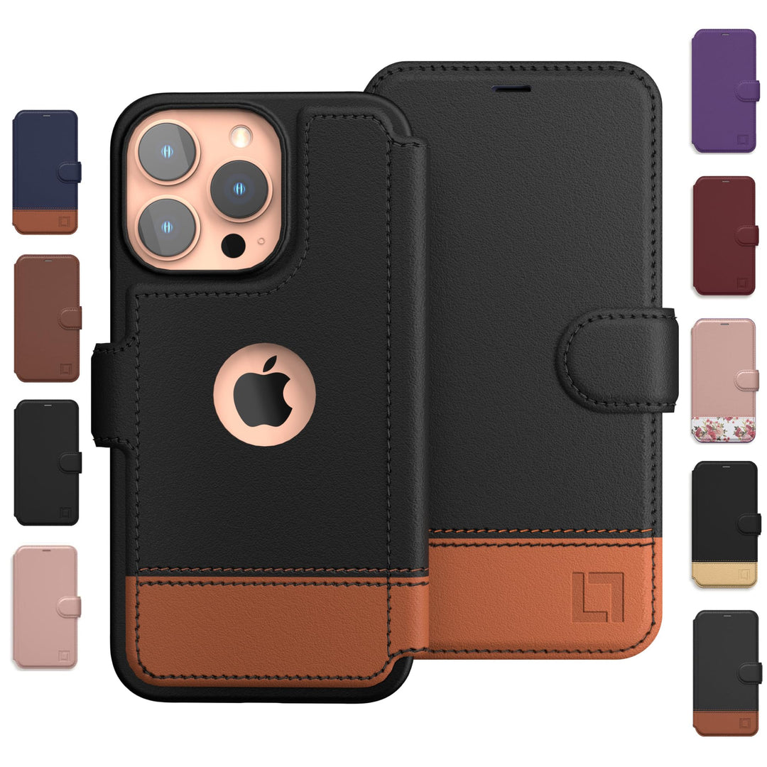 iPhone 13 Pro Max Wallet Case - Case with Card Holder - [Slim + Durable] for Women and Men - iPhone 13 Pro Max Flip Cell Phone case - Faux Leather - Folio Cover - Sandy Night