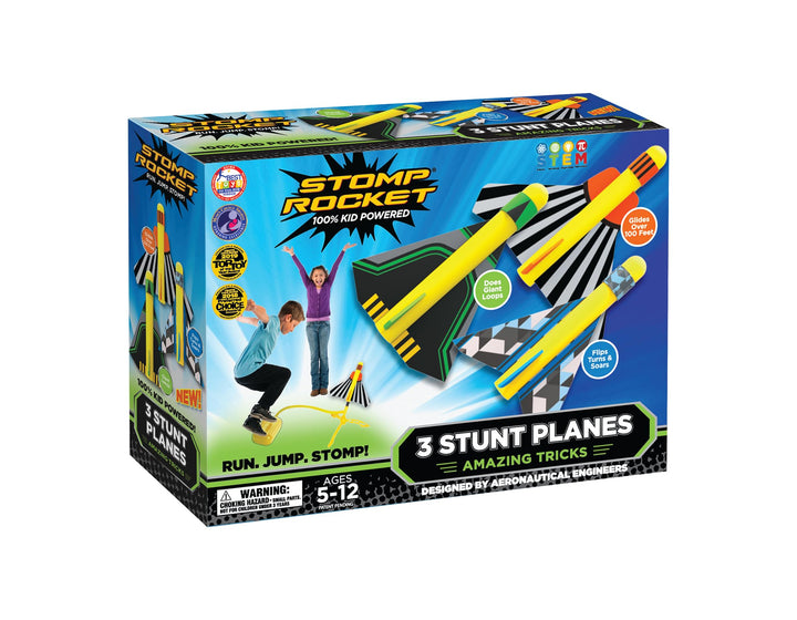 Stunt Plane Launcher Toy for Kids - 3 Foam Airplane Toy Soars Over 100 Feet - Unique Tricks &amp; Adjustable Plane Rocket Launcher Stand - Fun Outdoor Toys &amp; Gift for Boys or Girls