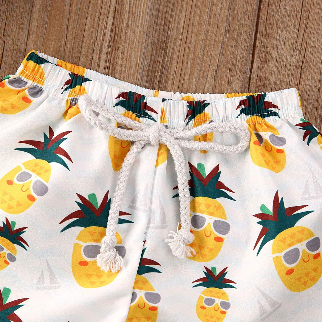 Toddler Baby Boys Swim Shorts Coconut Tree and Leaves Print Swimming Trunk Kids Boy Waves Swimwear (Pineapple, 2-3T)