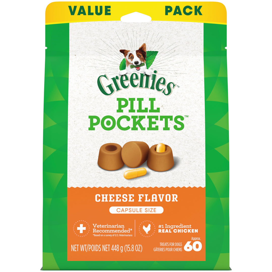 Pill Pockets Large Size Soft Dog Treats for Capsules, Cheese Flavor, Made with Natural Ingredients Plus Minerals &amp; Trace Nutrients, 15.8 oz. (60 Count, Pack of 1)