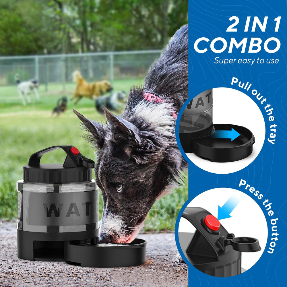 Pet Water Bottle,Dog Travel Water Bottle for Dogs,Upgraded 2 in 1 Drinking Cup Dispenser for Pets,with 2 Collapsible Bowls,Leakproof Foldable Food Bowl for Outdoor Travel Walking Hiking BPA Free