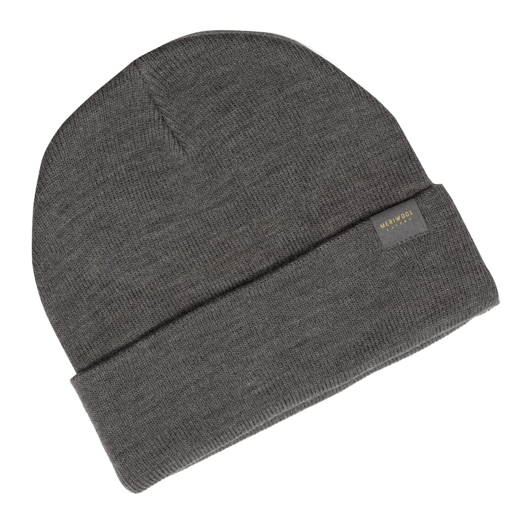 Beanie for Men and Women - Merino Wool Blend Ribbed Knit Winter Hat Gray Heather