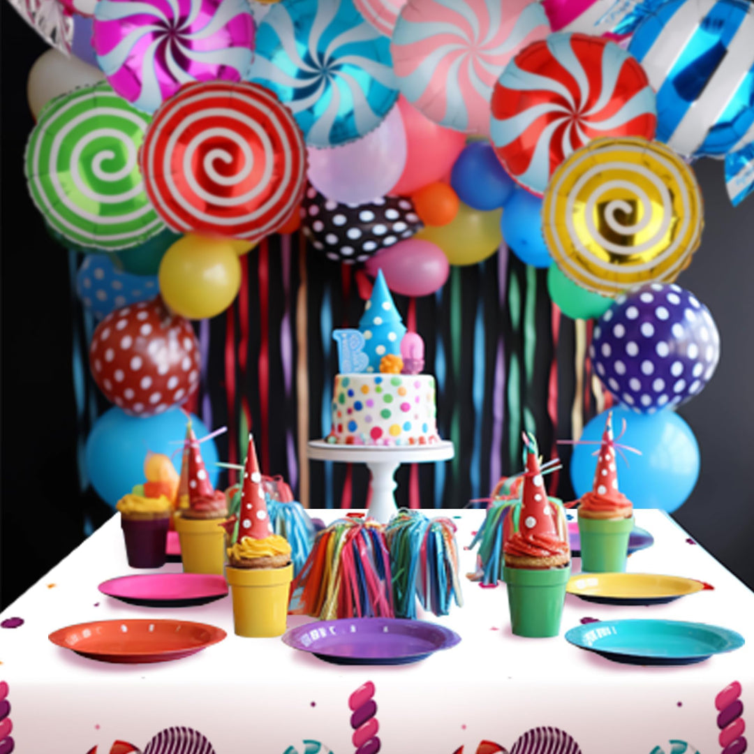 Sweet Candy Balloon Set Candies Theme Swirl Helium Mylar Foil Balloons Party Birthday Decor Supplies Round Daughters 12 Pcs Christmas