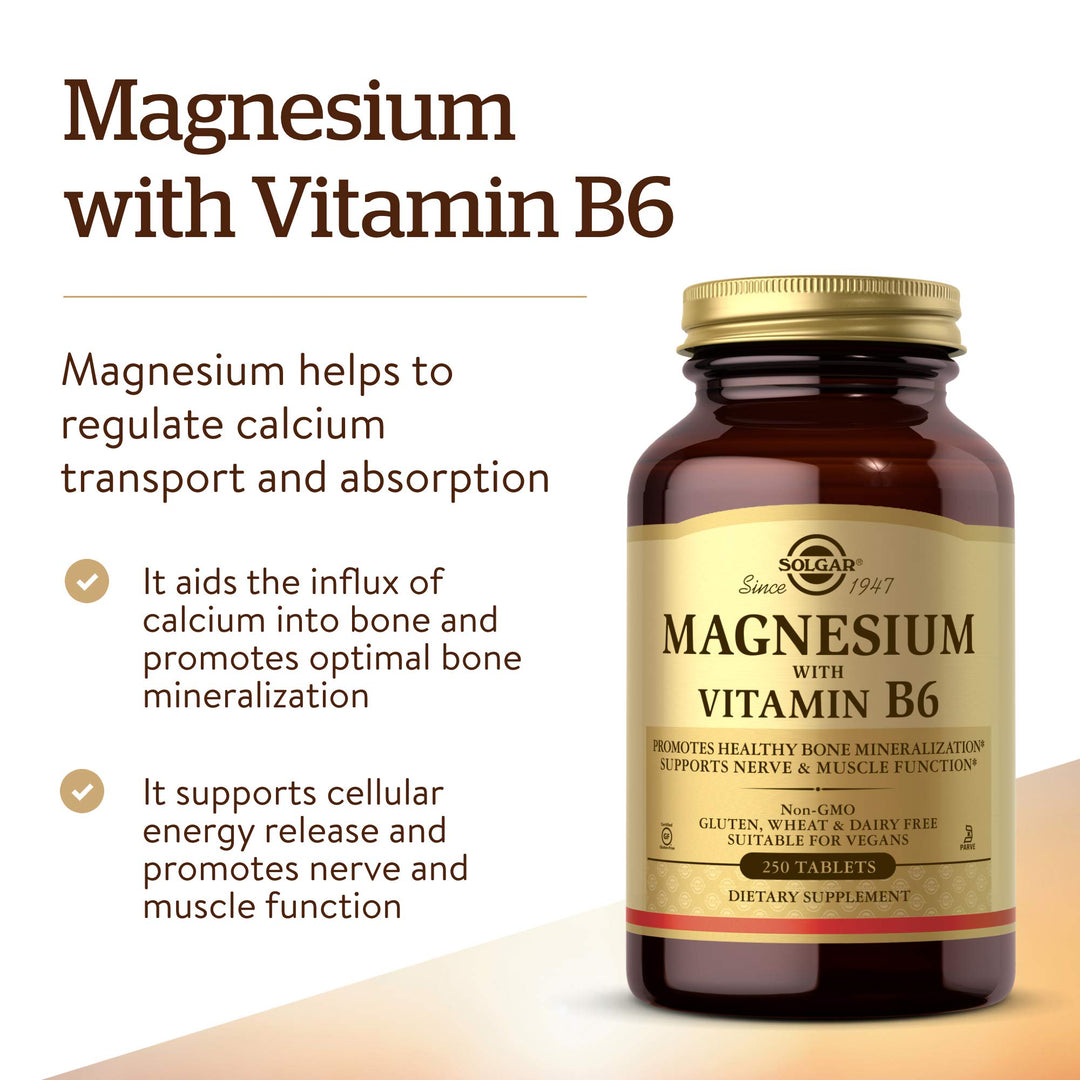Solgar Magnesium with Vitamin B6, 250 Tablets - Promote
