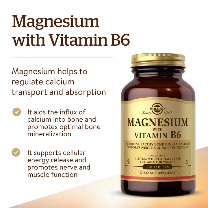 Solgar Magnesium with Vitamin B6, 250 Tablets - Promote