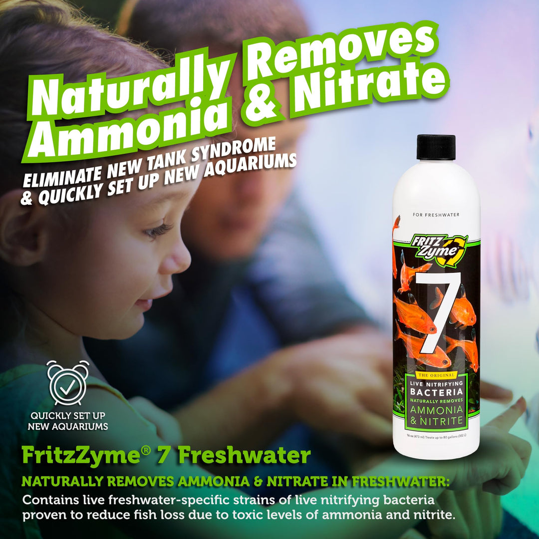 FritzZyme 7 Live Nitrifying Bacteria Naturally Removes Amonia &amp; Nitrite for Freshwater Fish (16-Ounce)