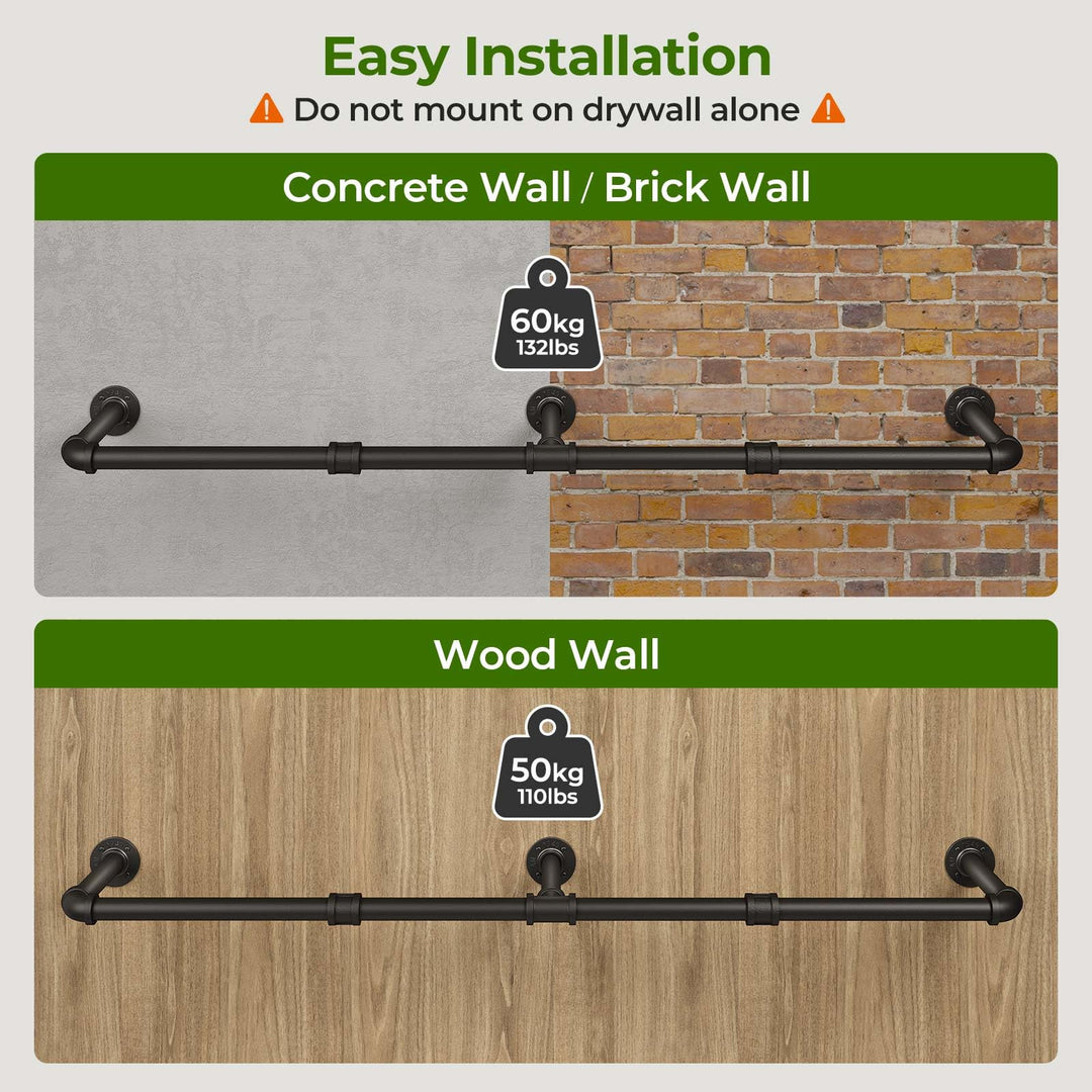 GREENSTELL Wall Mounted Clothes Rack, 73.5in Industrial