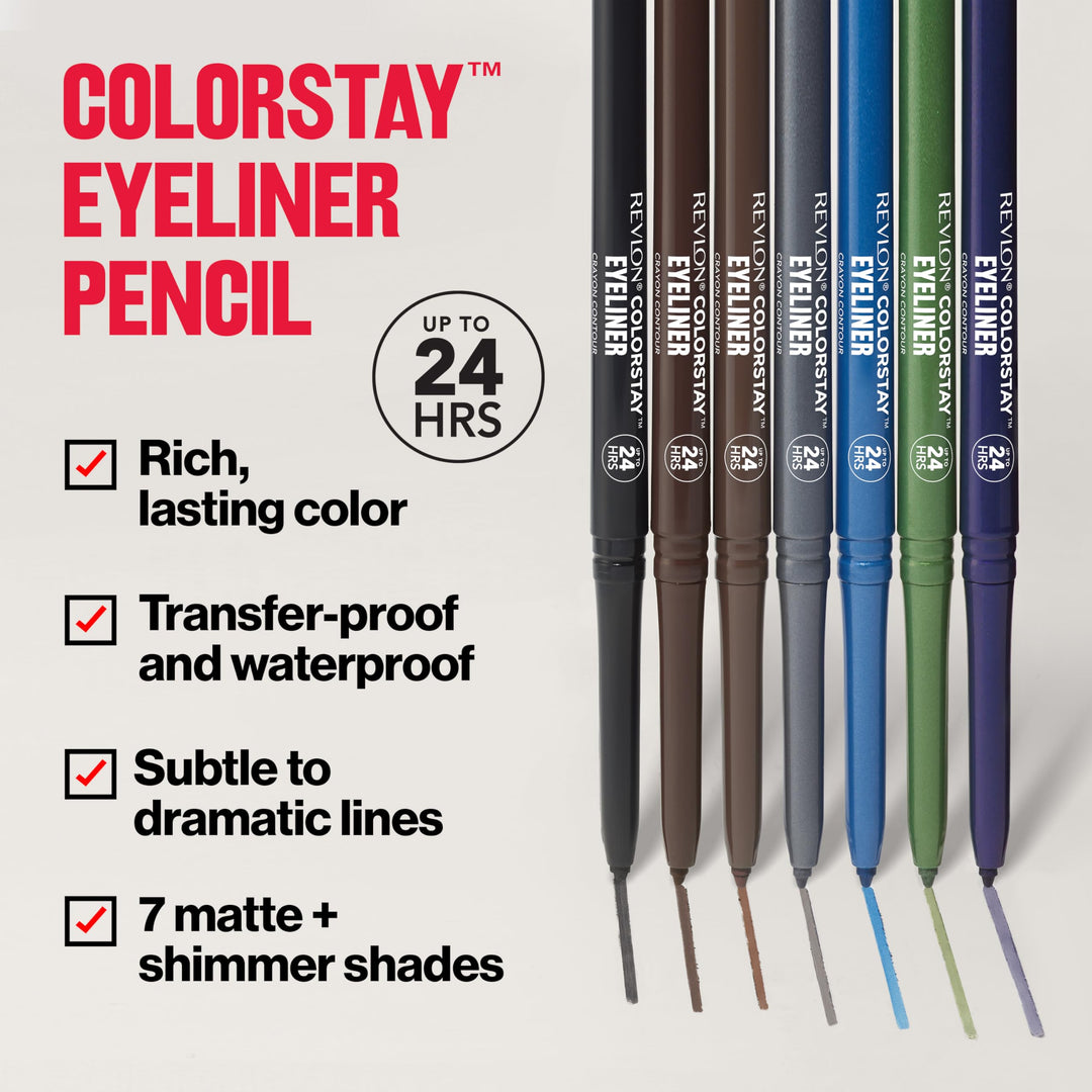 Colorstay Pencil Natural Eyeliner With Built-In Sharpener, Waterproof, Smudgeproof, Longwearing Eye Makeup With Ultra-Fine Tip, 205 Sapphire, 0.01 Oz, Blue