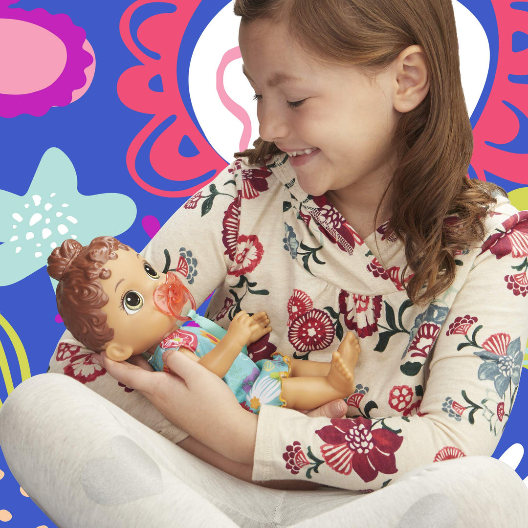 Baby Lil Sounds: Interactive Brown Hair Baby Doll for Girls &amp; Boys Ages 3 &amp; Up, Makes 10 Sound Effects, Including Giggles, Cries, Baby Doll with Pacifier