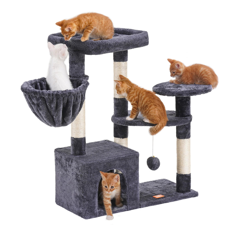 Cat Tree Cat Tower Condo with Sisal-Covered Scratching Posts and Cooling mat for Kitten Smoky Gray HCT001SG