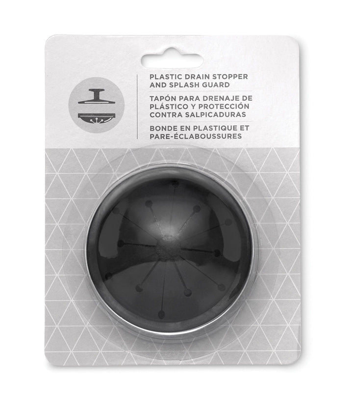 Black Disposer EZ Mount Garbage Disposal Stopper and Splash Guard for Sink Drain, 1025