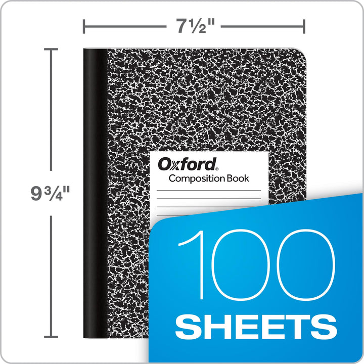 Marble Composition Book, 9 3/4 X 7 1/2 Inches, Wide Rule, Paperback, 100 Sheets, White (63795)