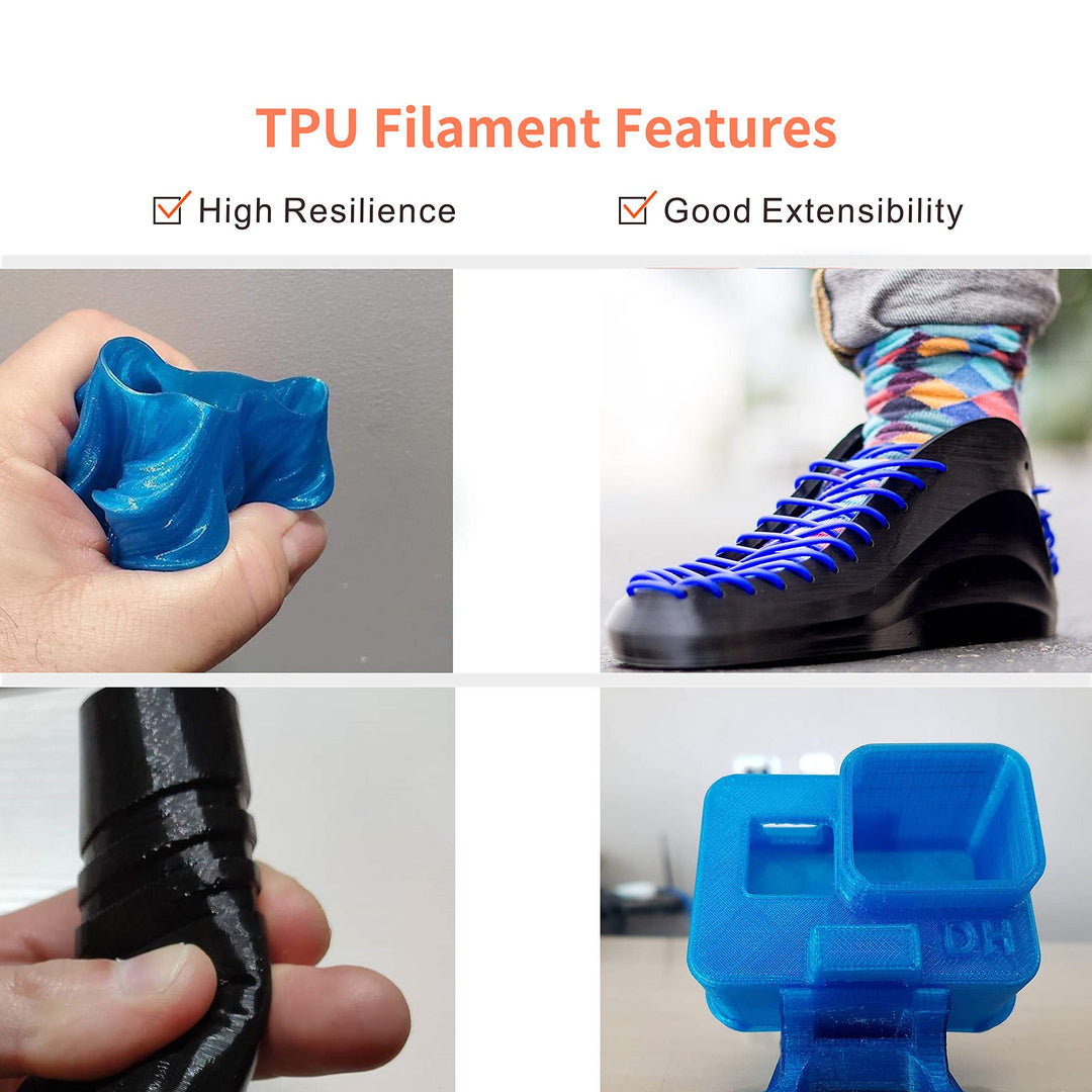 NOVAMAKER TPU Filament 1.75mm, Blue Flexible TPU 3D Printer Filament with 20g Cleaning Filament, 2.0lbs Spool, Dimensional Accuracy +/- 0.05mm, 95A Soft TPU Blue