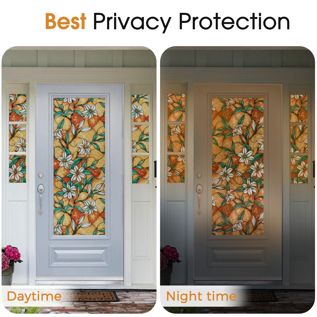 Coavas Window Privacy Film, Stained Glass Window Film D