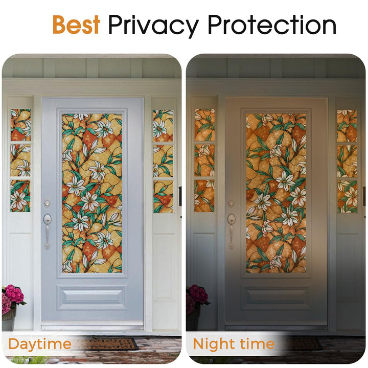 Coavas Window Privacy Film, Stained Glass Window Film D