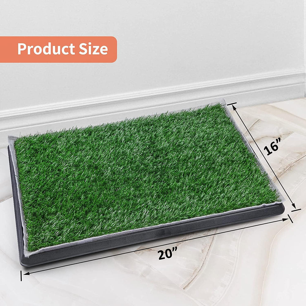 Dog Grass Pet Loo Indoor/Outdoor Portable Potty, Dog Litter Box, Artificial Grass Patch Bathroom Mat and Washable Pee Pad for Puppy Training, Full System with Trays (Pet Training Tray, 20x16)