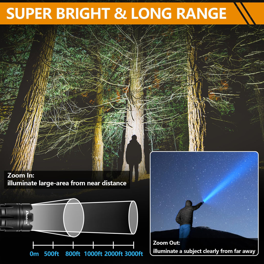 Flashlights Rechargeable LED High Lumens, Powerful 900,000 Lumen Flashlight, High Power Heavy Duty Red &amp; White Flash Lights, Double Source, for Men Gift Emergency Hiking Work
