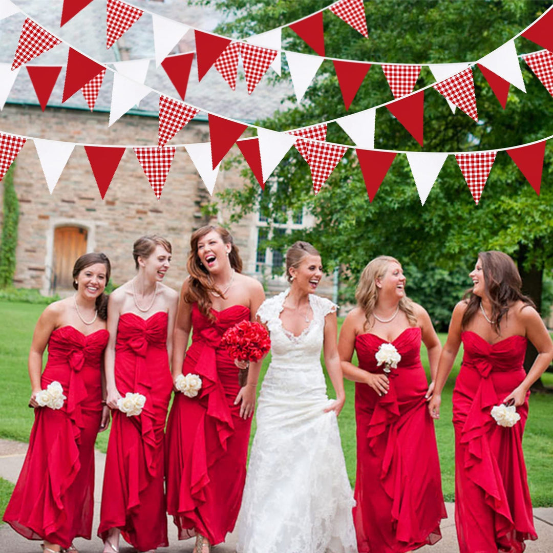 32Ft Red Party Decorations Red Plaid Checkered White Tr