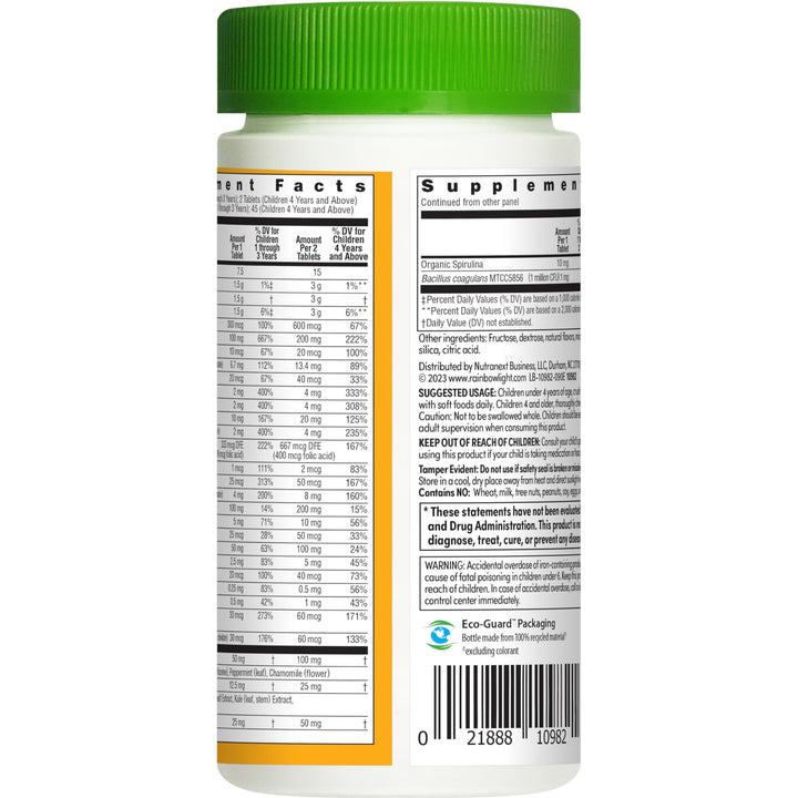Kids One Multivitamin, Chewable Multivitamin for Kids Provides Healthy Growth and Immune Support, With Vitamin C, Zinc, &amp; B Complex, Vegetarian and Gluten Free, Fruit Punch, 90 Count