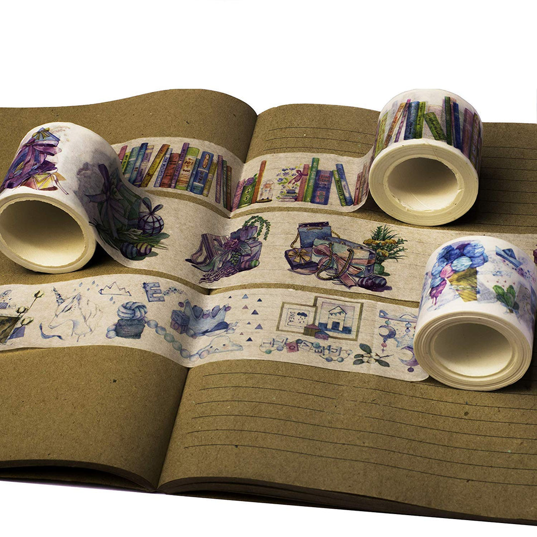 Seasonal Washi Tape Set (4 Pieces) | Cute Spring, Summer, Autumn and Winter Decorative Tapes | Floral Art Scrapbook Sticker Tape for Crafts and Planners | Wide Washi Tape Rolls for Kids