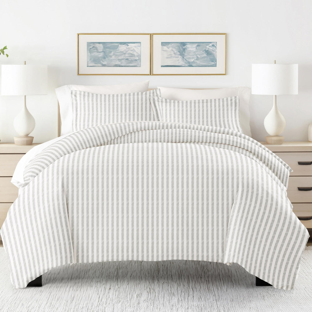 LINEN MARKET Duvet Cover Queen (Light Gray) - Experience Hotel-Like Comfort with Unparalleled Softness, Exquisite Prints & Solid Colors for a Dreamy Bedroom - Queen Duvet Cover Set with 2 Pillow Shams