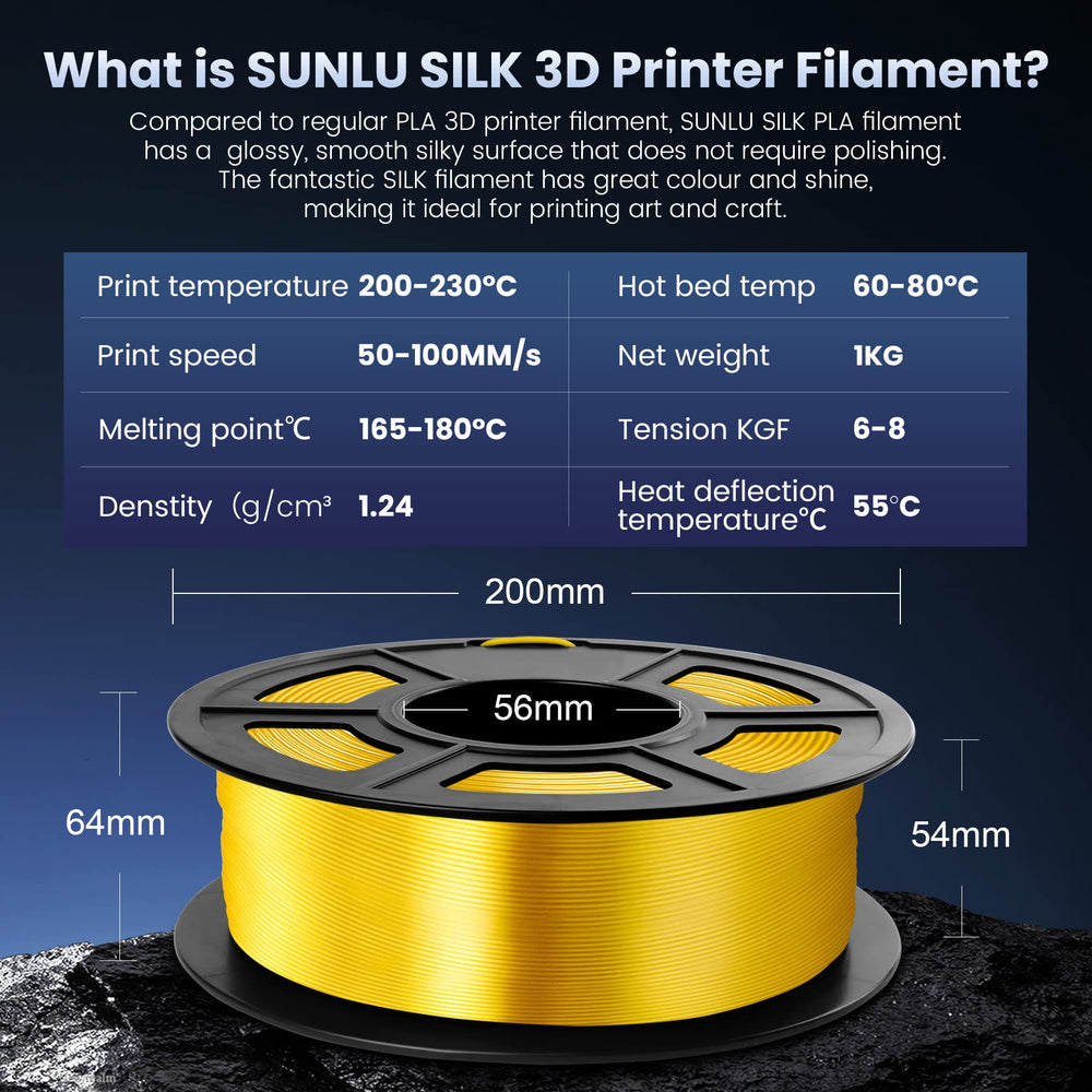 3D Printer Filament Rainbow Silk PLA, SUNLU Multicolor 