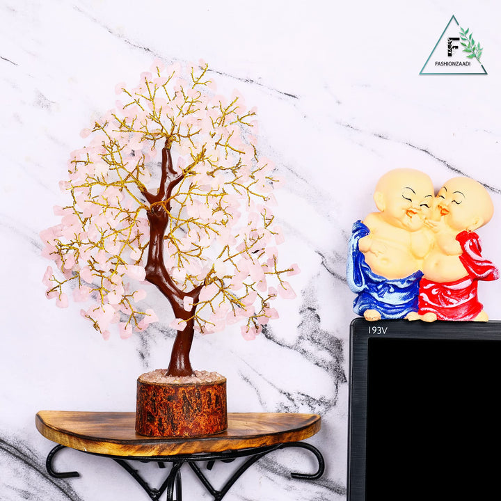 FASHIONZAADI Rose Quartz Tree - Crystal Bonsai Tree - H