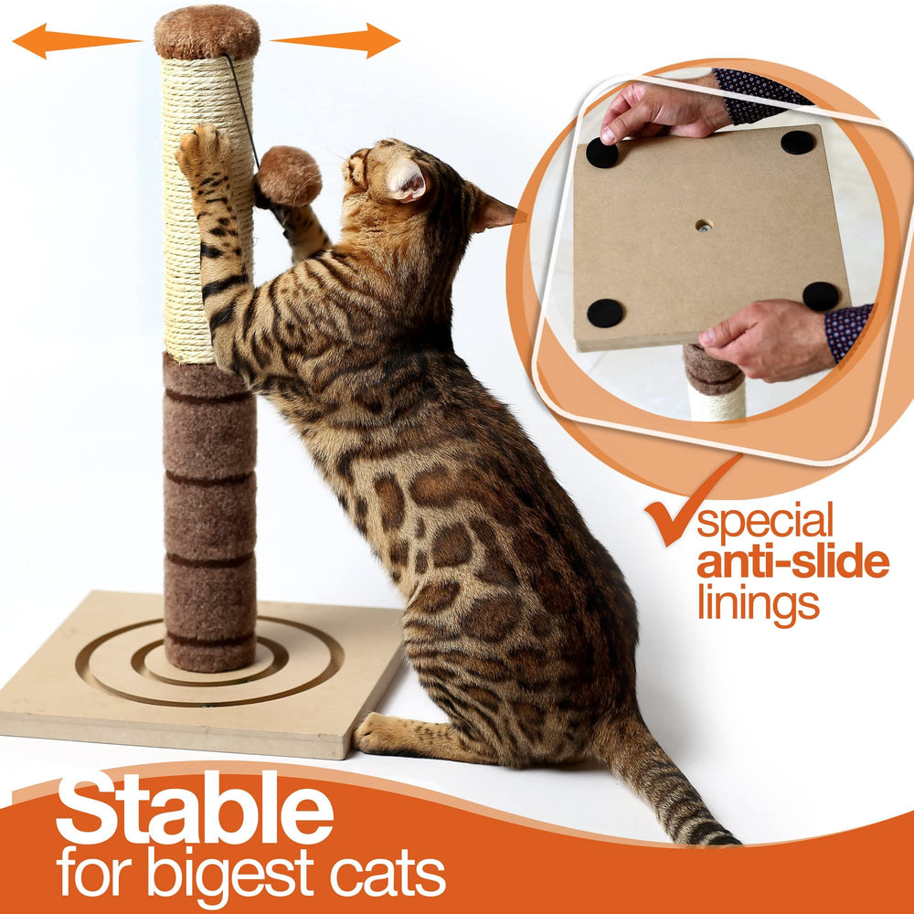 Tall Cat Scratching Post Cat Interactive Toys - Cat Scratch Post Cats Kittens - Plush Sisal Scratch Pole Cat Scratcher - 22 inches (Beige)