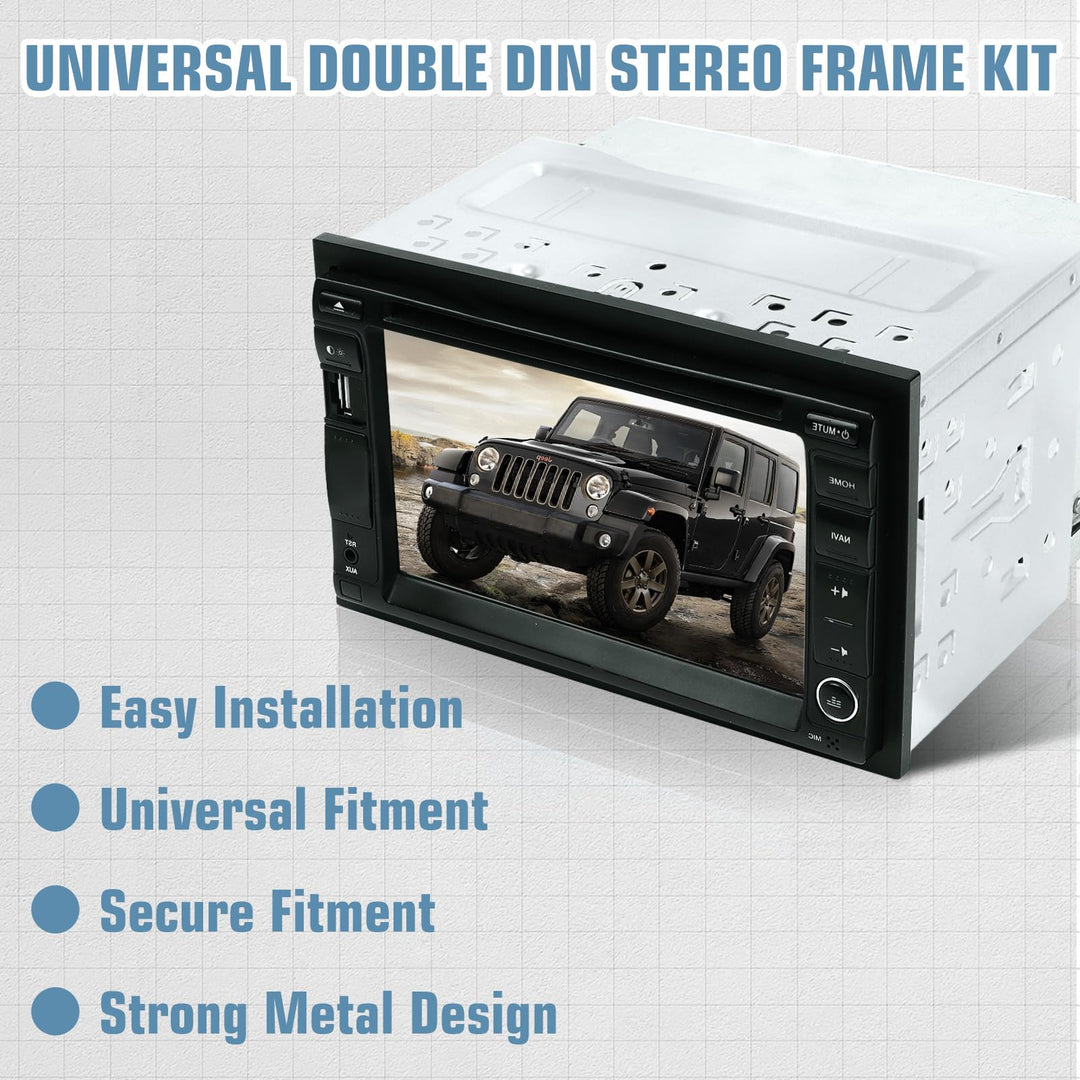 Double Din Installation Kit, Universal Double DIN Installation Cage Kit Slot Metal Car Stereo Radio Mounting Frame, Compatible for Passat/MK3/Jetta Panel Frame