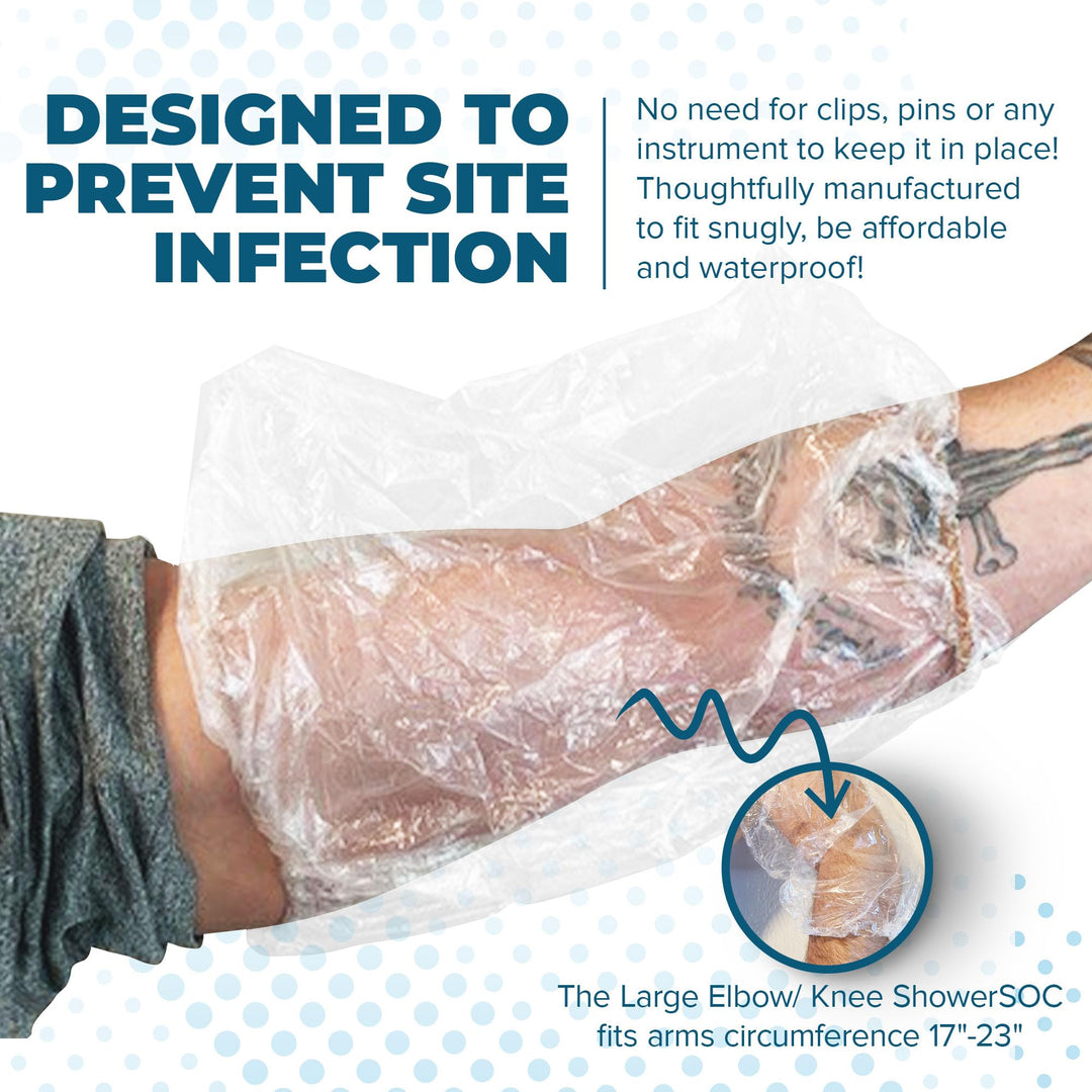 PICC LINE for showers, Waterguard Protector Cover - Disposable - 25 Pack - LARGE - Elbow/Knee
