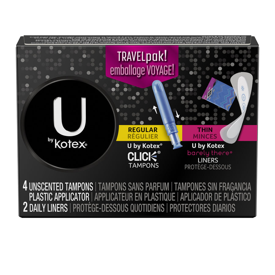 U By Kotex Travel Pack - 6 Count - 4 Unscented Click Ta