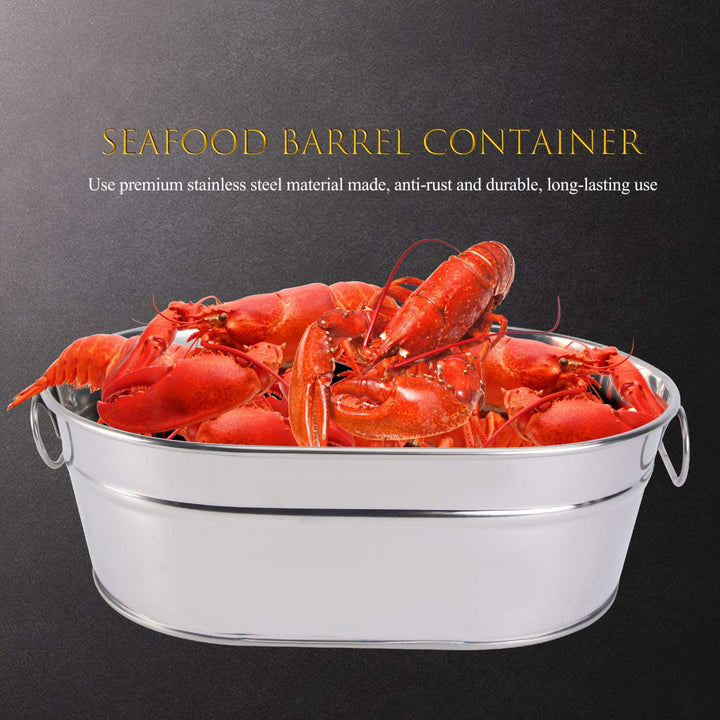 Tin Bucket Oval Galvanized Tub Metal Beverage Tub Wine Beer Bottle Bucket Wine Ice Holder Portable Party Drink Chiller Oval Storage Bucket Bin for Seafood Fried Chicken,8.9x6x3